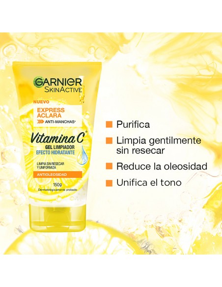 CREMA PARA ROSTRO GARNIER GEL DE LIMPIEZA EXPRESS ACLARA VITC 150 gr