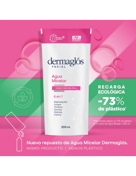 CREMA PARA ROSTRO DERMAGLOS AGUA MICELAR REFILL 200 cc