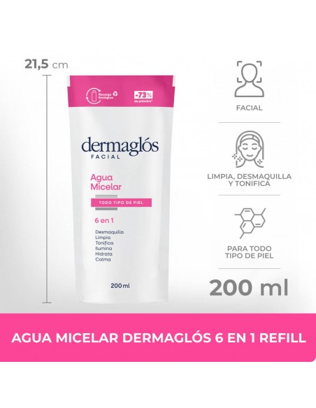 CREMA PARA ROSTRO DERMAGLOS AGUA MICELAR REFILL 200 cc