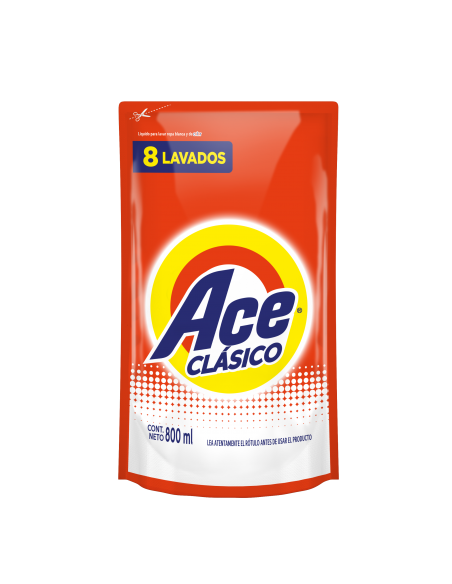 JABON LIQUIDO PARA ROPA ACE clasico doy pack 800 cc