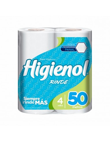 PAPEL HIGIENICO HIGIENOL RINDE 50MTS 4 UN