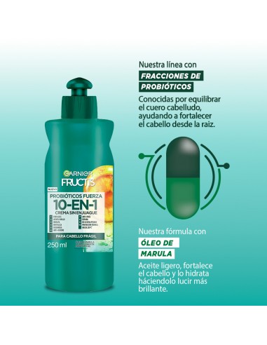 CREMA PARA PEINAR FRUCTIS PROBIOTICOS FUERZA 10 EN 1 250 CC