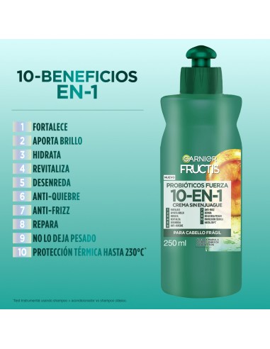 CREMA PARA PEINAR FRUCTIS PROBIOTICOS FUERZA 10 EN 1 250 CC