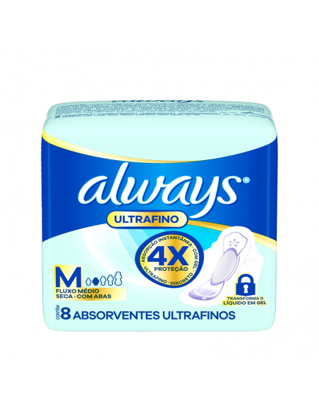 TOALLAS FEMENINAS ALWAYS ultra seca con alas 8 un