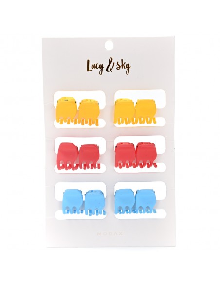 PELO-BROCHES Y COLITAS- LUCY AND SKY SET BROCHE MINI RECTANGULAR 12 un